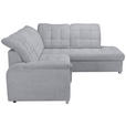 ECKSOFA Hellgrau Chenille  - Chromfarben/Hellgrau, KONVENTIONELL, Kunststoff/Textil (260/205cm) - Carryhome