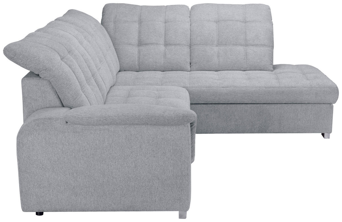 ECKSOFA Hellgrau Chenille  - Chromfarben/Hellgrau, KONVENTIONELL, Kunststoff/Textil (260/205cm) - Carryhome