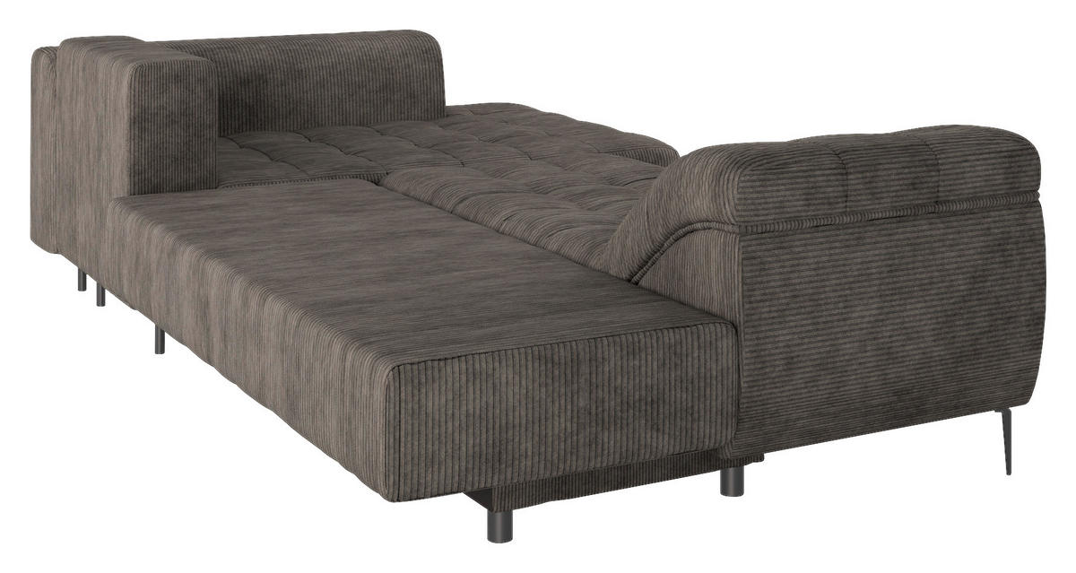 ECKSOFA Braun Cord  - Schwarz/Braun, Design, Kunststoff/Textil (177/276cm) - MID.YOU