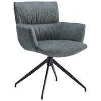 ARMLEHNSTUHL  Stoffauswahl, Sitzfläche 360° drehbar, automatische Rückholfunktion Leinenoptik  Anthrazit  - Anthrazit/Schwarz, Design, Textil/Metall (64/86/63cm) - Dieter Knoll