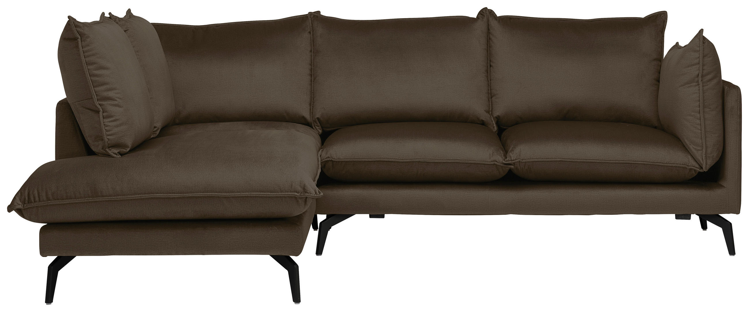 ECKSOFA Braun Samt  - Schwarz/Braun, Design, Textil/Metall (200/241cm) - Carryhome
