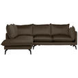 ECKSOFA Braun Samt Rückenkissen, Rücken echt  - Schwarz/Braun, Design, Textil/Metall (200/241cm) - Carryhome