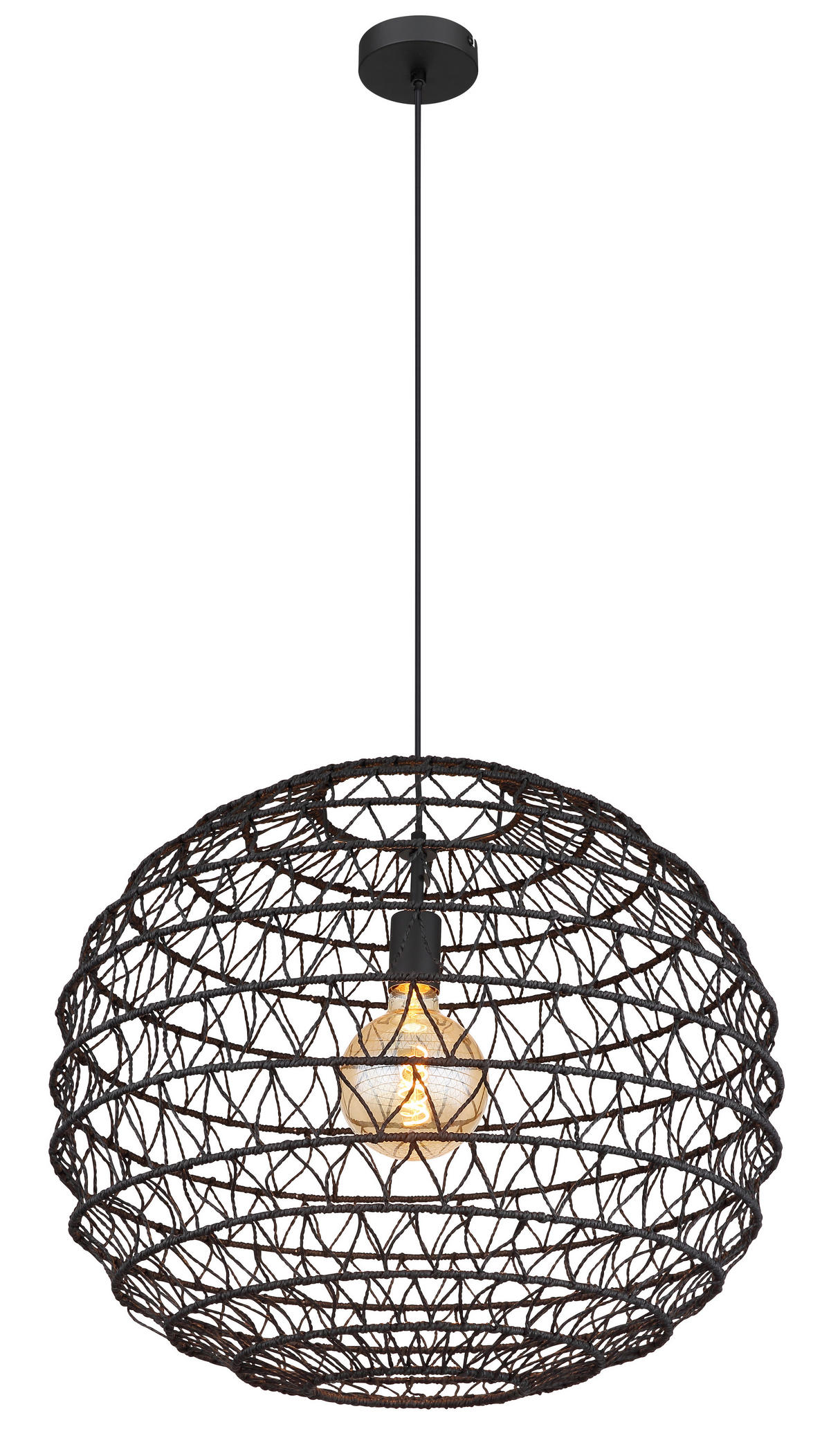HÄNGELEUCHTE 59/120 cm  - Schwarz, Natur, Papier/Kunststoff (59/120cm) - Globo