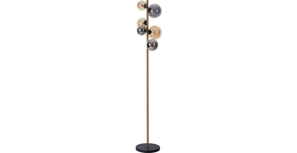 LED-STEHLEUCHTE 28,5/26,5/155 cm - Messingfarben/Bernsteinfarben, LIFESTYLE, Glas/Metall (28,5/26,5/155cm) - Dieter Knoll