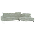 ECKSOFA Mintgrün Chenille Kopfteilverstellung, Sitztiefenverstellung  - Schwarz/Mintgrün, Design, Textil/Metall (307/243cm) - Xora