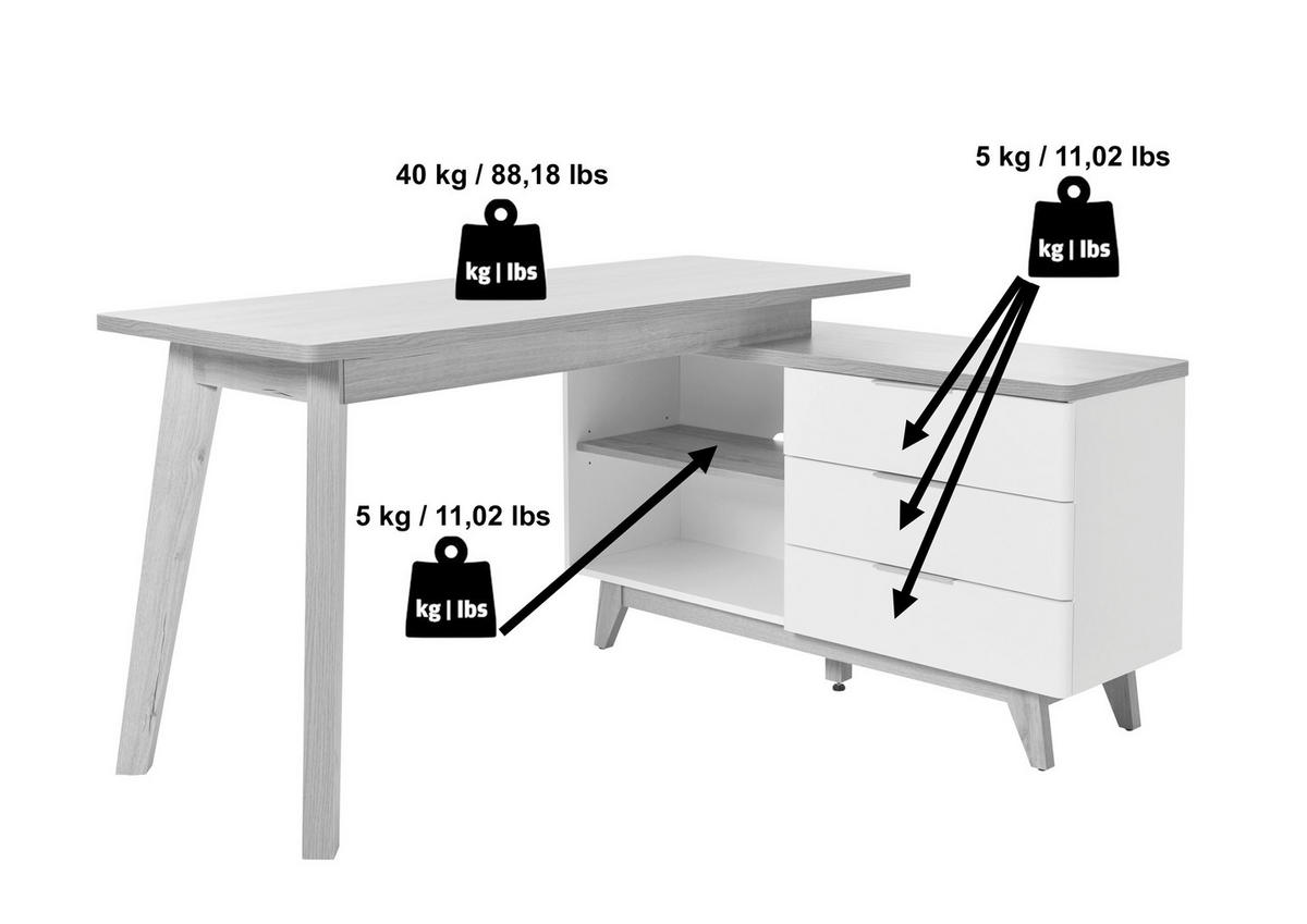 ECKSCHREIBTISCH 140/118/76 cm  in Eichefarben  - Eichefarben/Alufarben, MODERN, Holzwerkstoff/Metall (140/118/76cm) - Livetastic