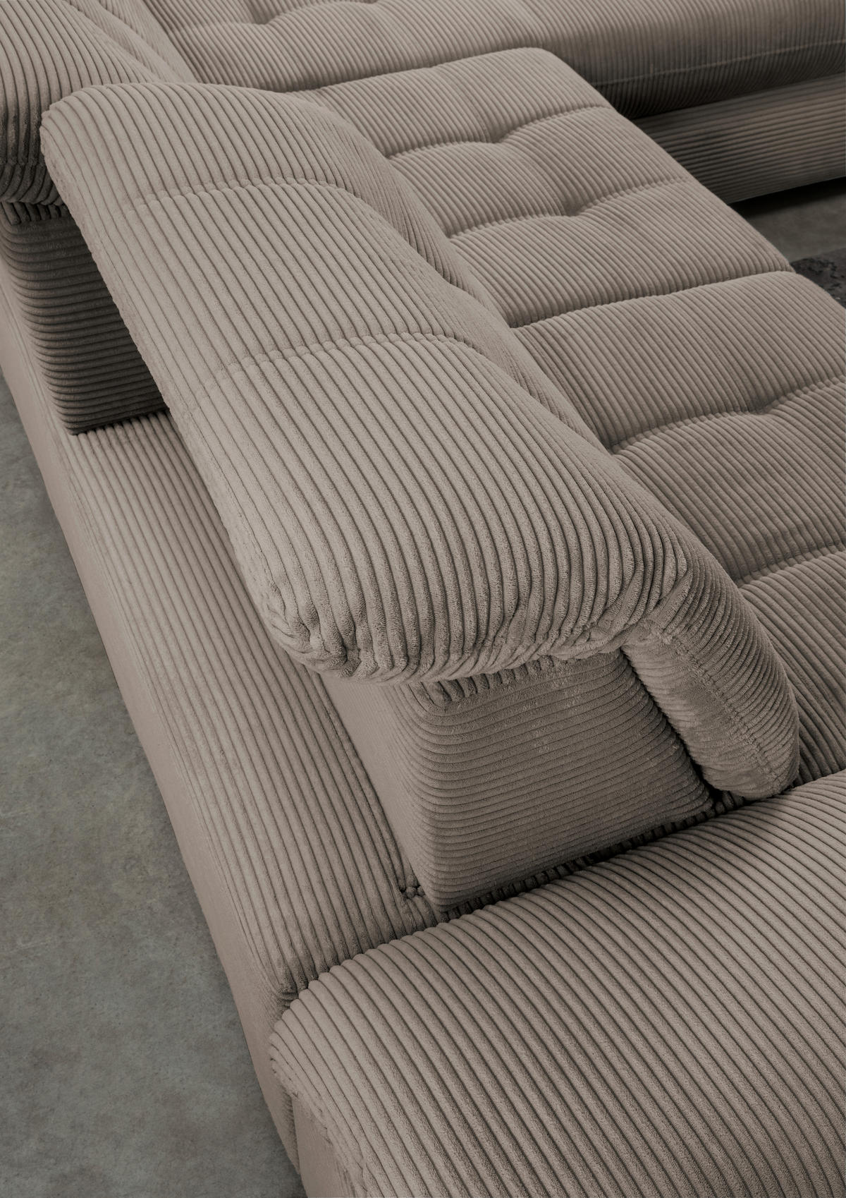 ECKSOFA in Cord Graubraun  - Graubraun/Schwarz, Modern, Textil/Metall (314/184cm) - Livetastic