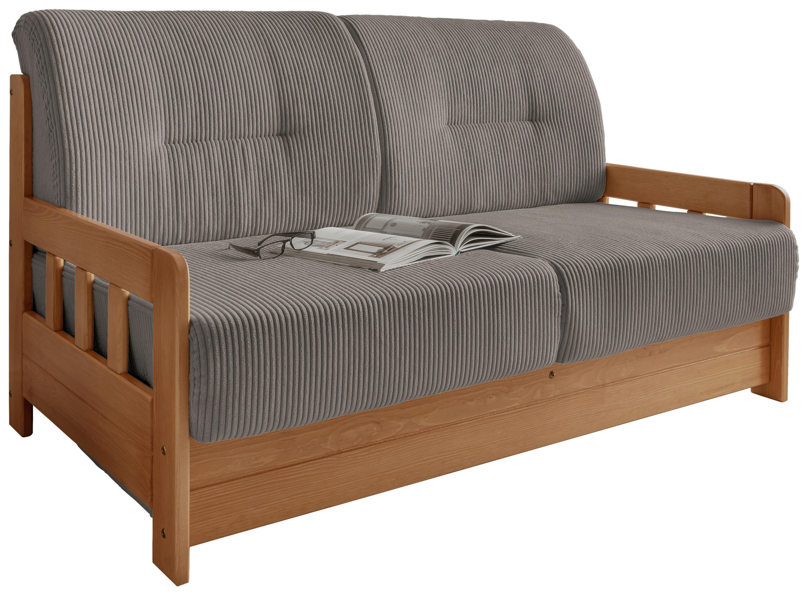 SCHLAFSOFA Cord Kieferfarben, Graubraun  - Graubraun/Kieferfarben, MODERN, Textil (154/88/90cm) - Livetastic