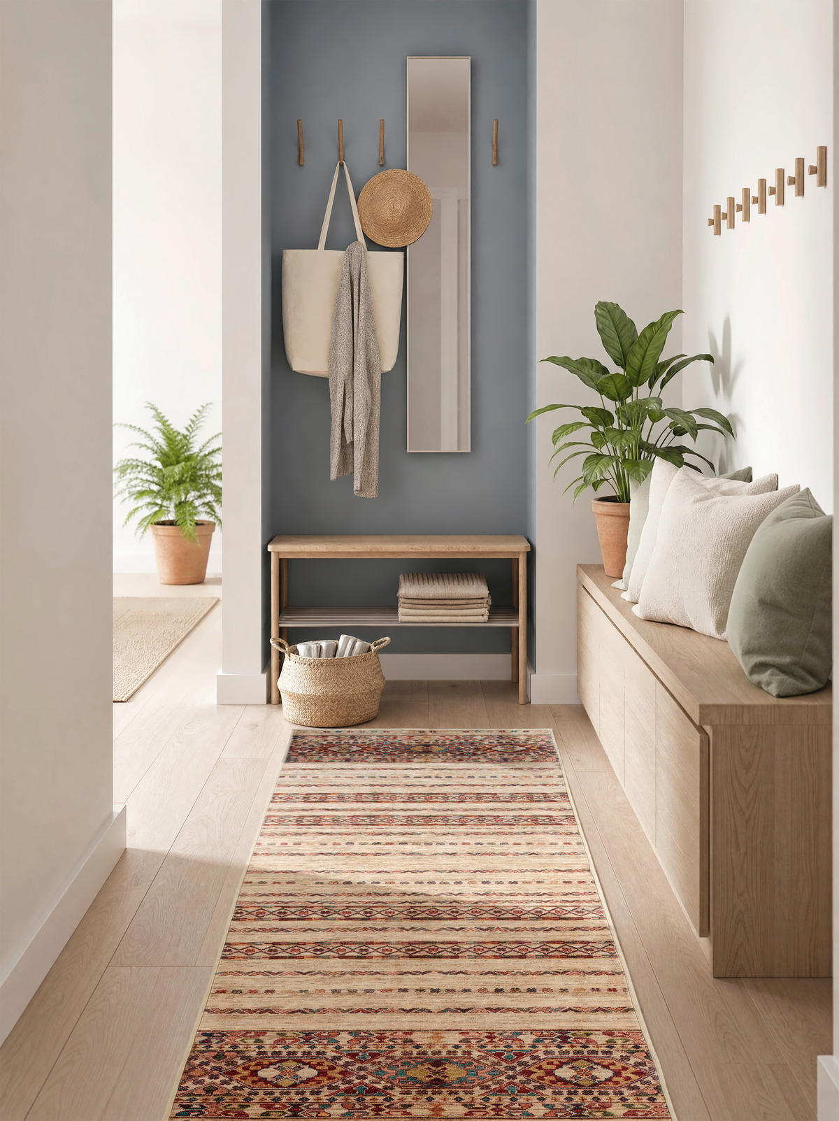 LÄUFER Cortea Araqan 80/250 cm  in Terracotta, Graublau, Elfenbein  - Elfenbein/Graublau, LIFESTYLE, Kunststoff/Textil (80/250cm) - Lindorug