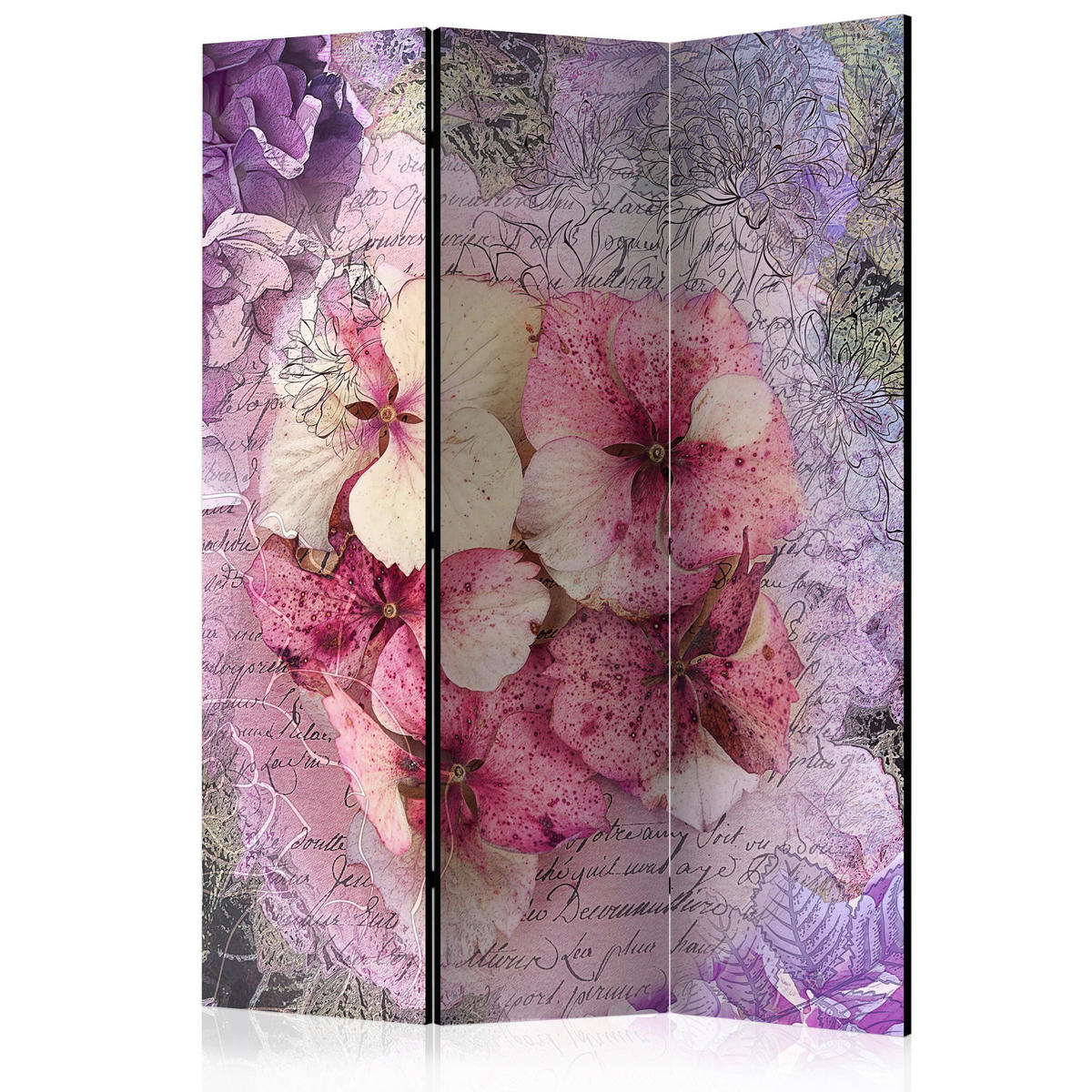 PARAVENT mit 3  Flügel - Pink/Lila, Basics, Holz/Textil (135/172/3cm) - artgeist
