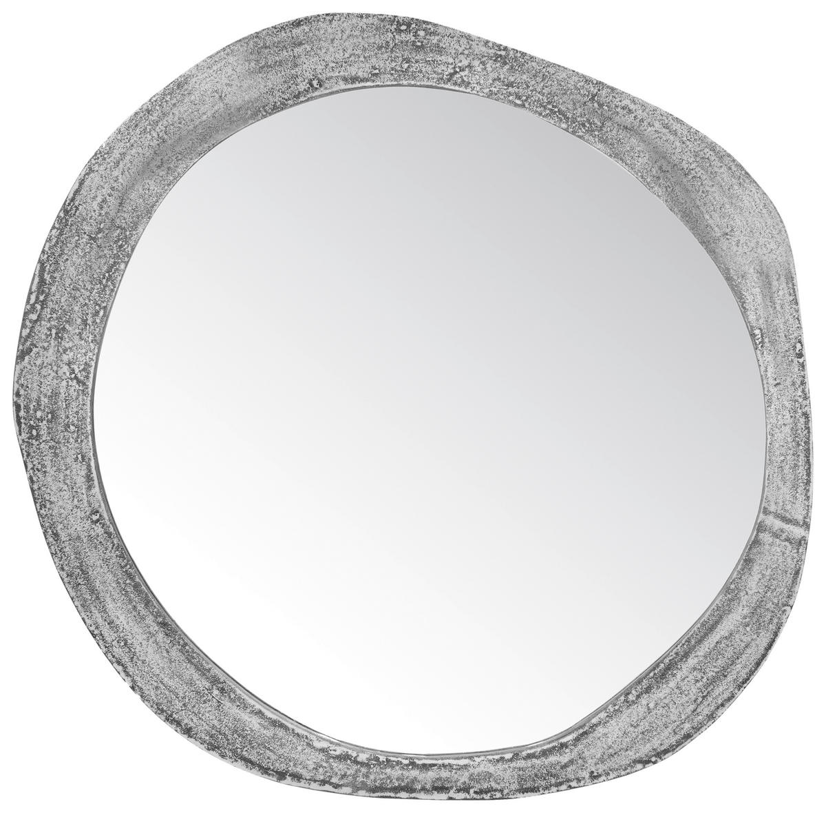 WANDSPIEGEL 88/90/4 cm    in wellenförmig  - Silberfarben, KONVENTIONELL, Glas/Metall (88/90/4cm)
