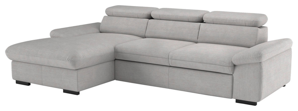 ECKSOFA in Flachgewebe Hellgrau  - Hellgrau/Schwarz, Design, Kunststoff/Textil (165/250cm) - Livetastic