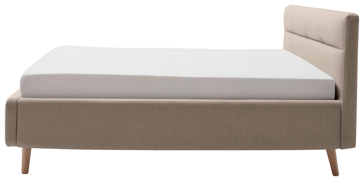 POLSTERBETT Lotte Bettkasten, Lattenroste 160/200 cm  in Beige  - Eichefarben/Birkefarben, KONVENTIONELL, Holz/Textil (160/200cm) - Boxxx
