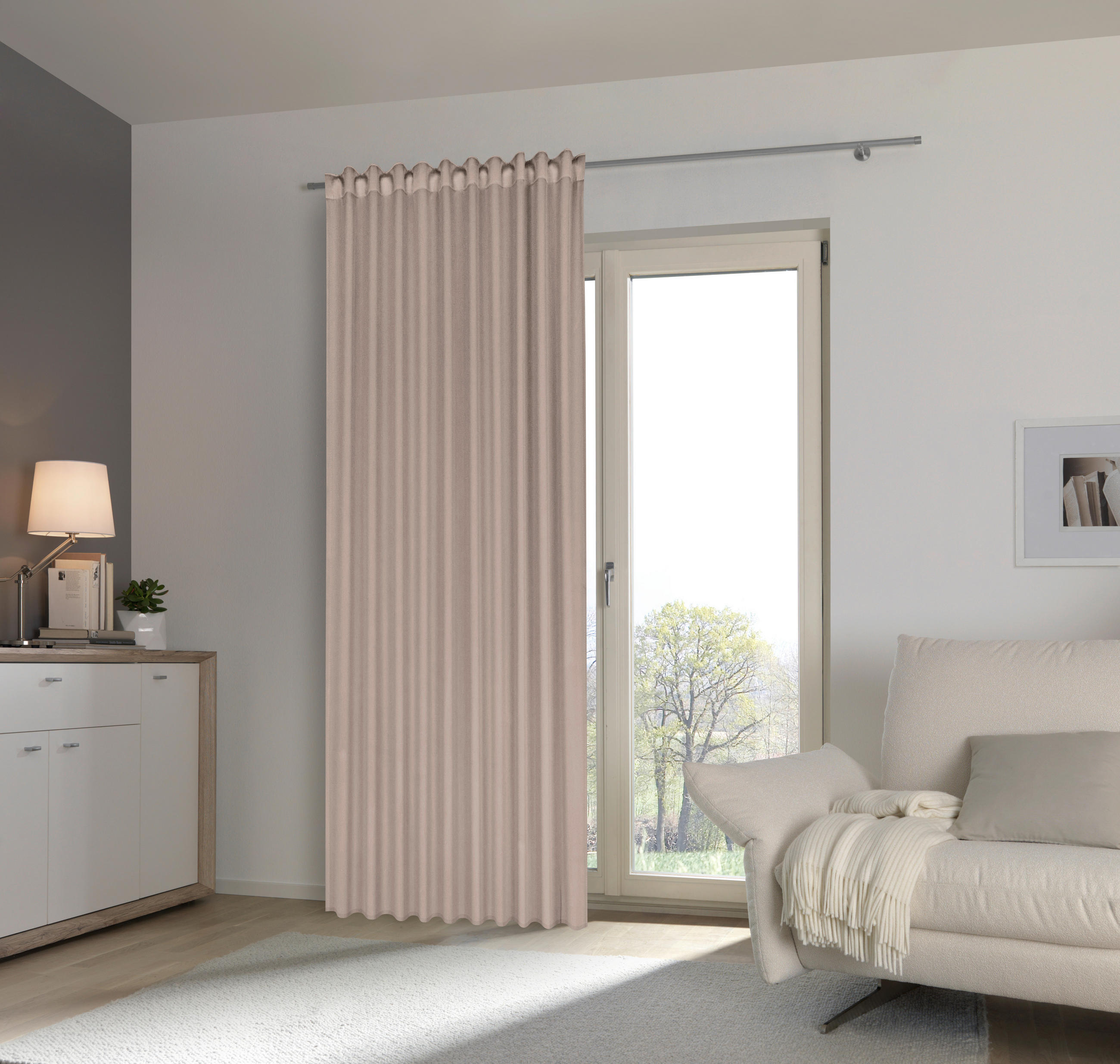 FERTIGVORHANG Verdunkelung  - Taupe, Basics, Textil (135/245cm) - Boxxx