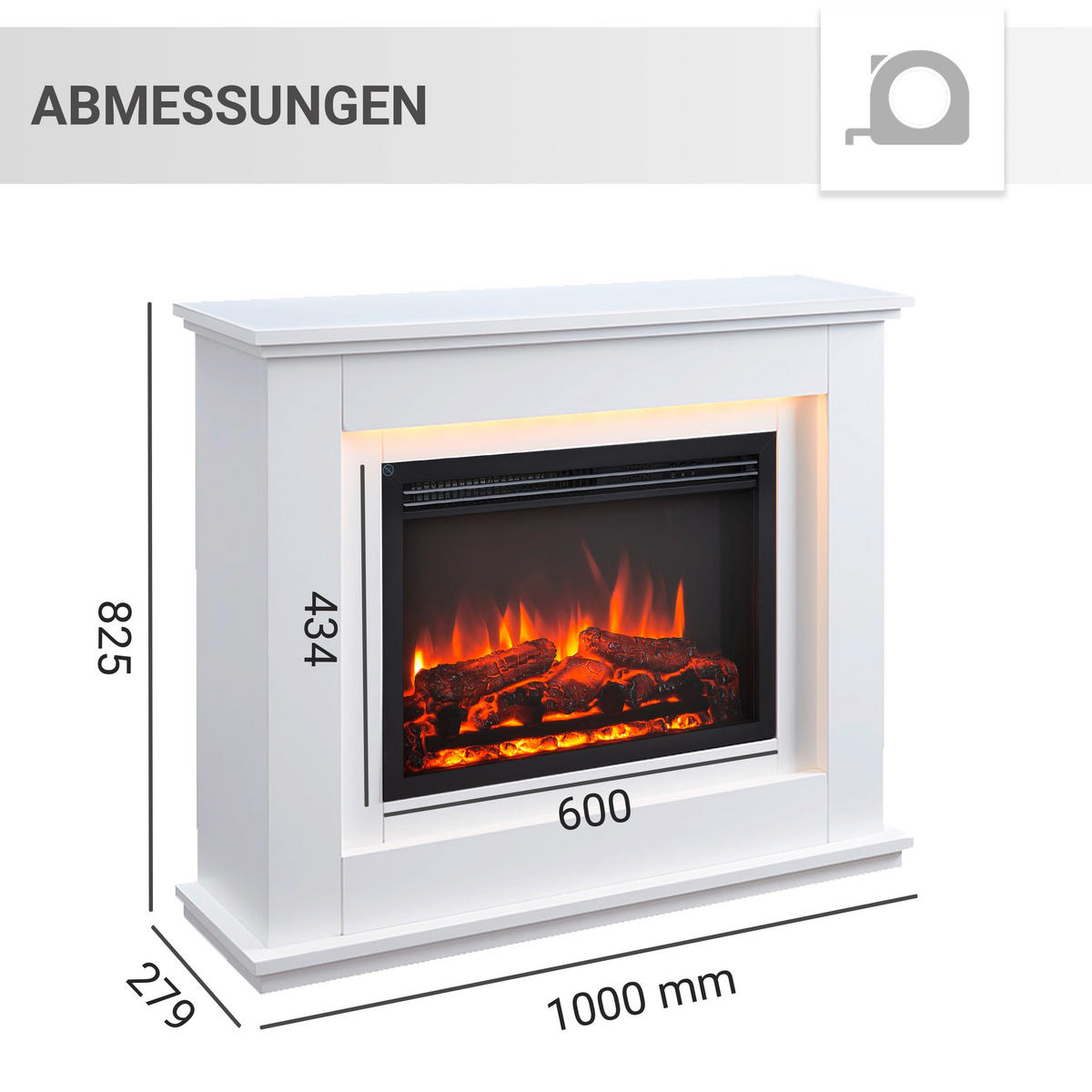 ELEKTROKAMIN - Weiß, Basics, Holz/Metall (83/83/28cm)