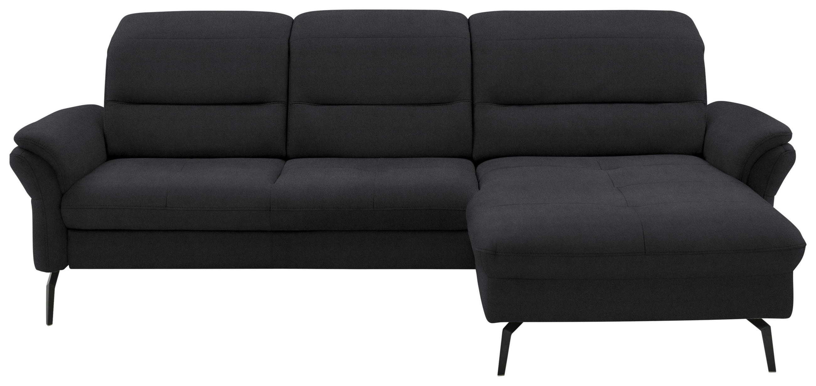 ECKSOFA in Flachgewebe Anthrazit  260/181 cm  - Anthrazit/Schwarz, KONVENTIONELL, Textil/Metall (260/181cm) - Beldomo Speed