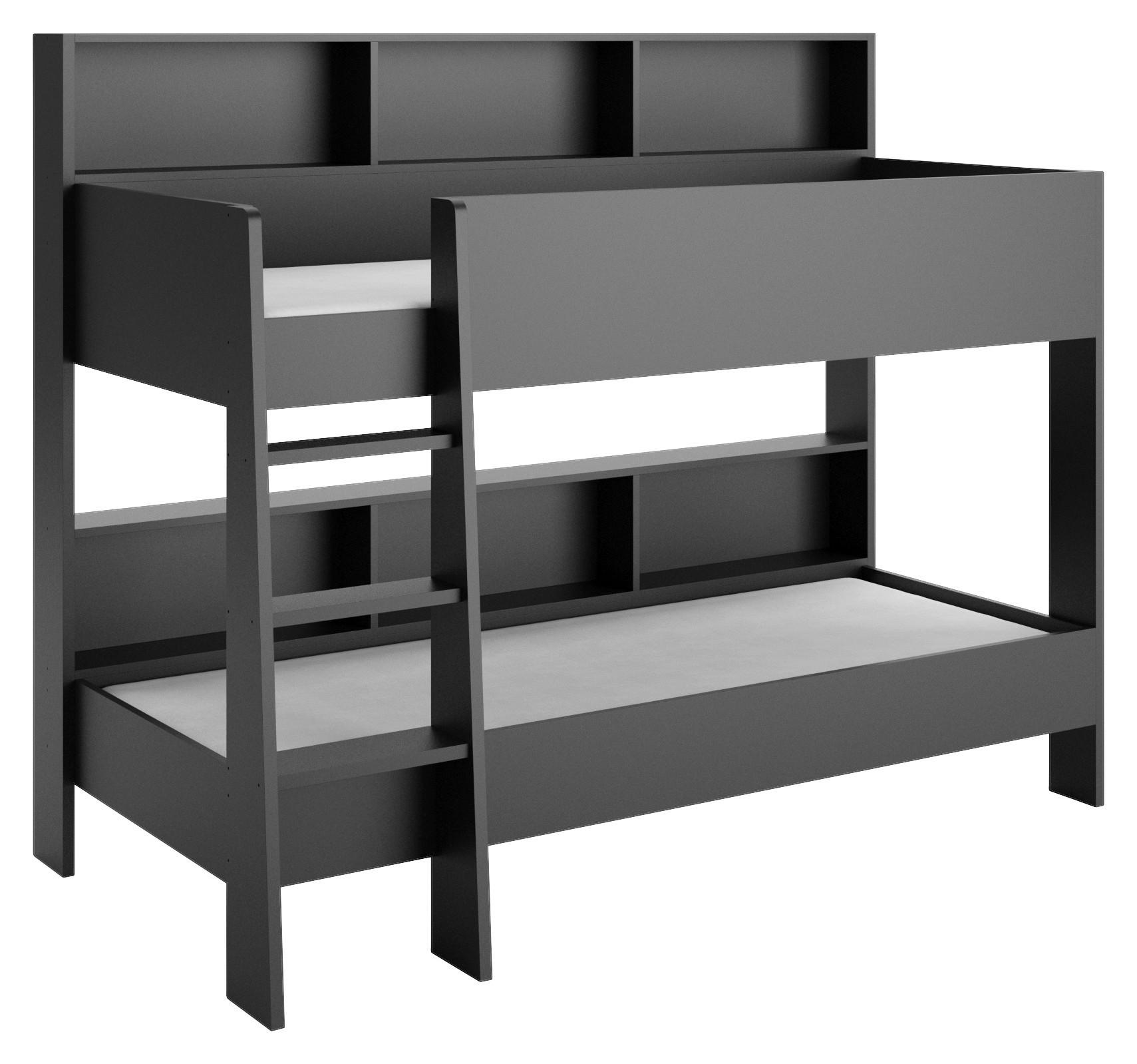 ETAGENBETT 90/200 cm,  in Anthrazit, Leiter  - Anthrazit, KONVENTIONELL, Holzwerkstoff (90/200cm) - MID.YOU