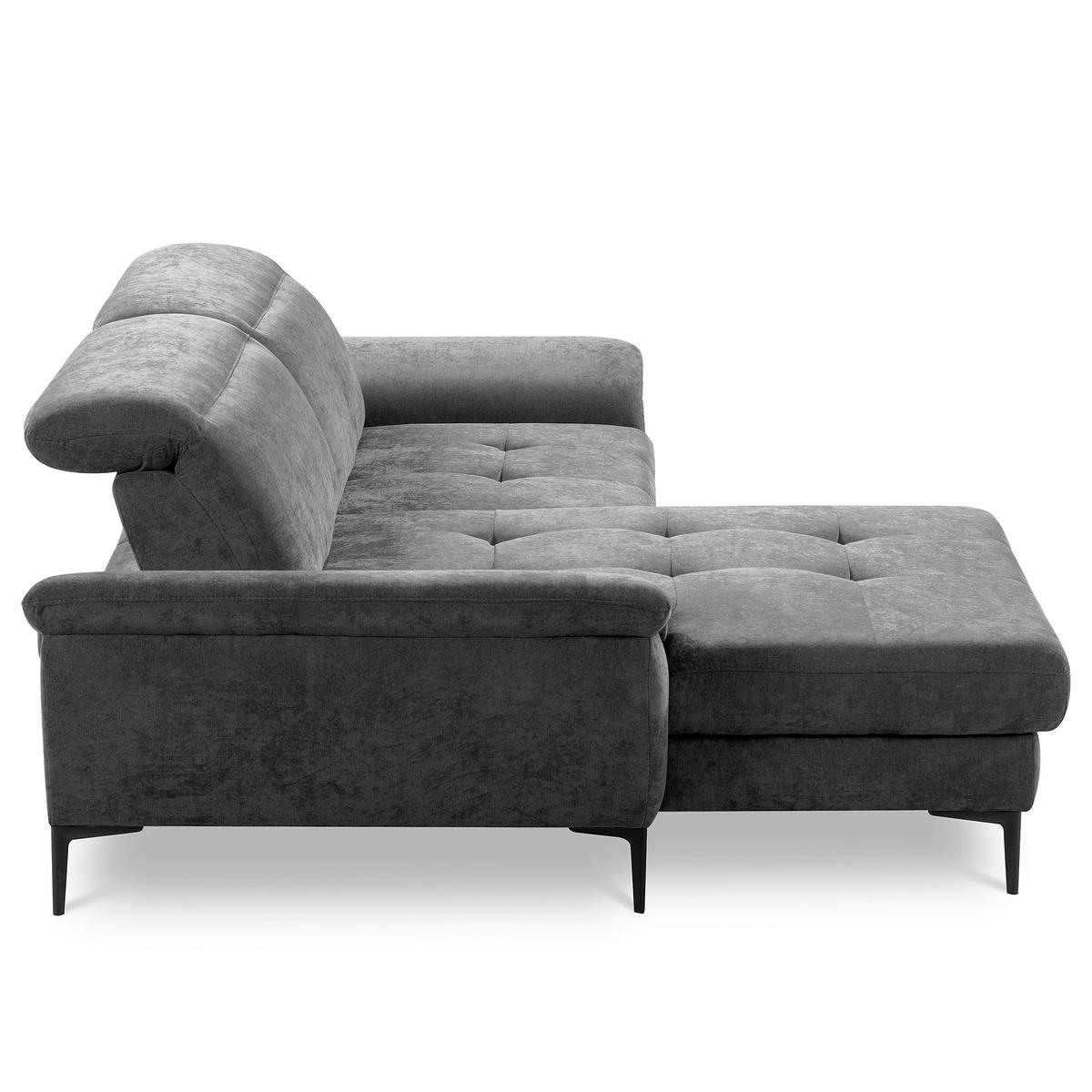 ECKSOFA  Webstoff Schwarz  - Schwarz, Design, Textil/Metall (195/268cm) - Livetastic