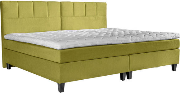 BOXSPRINGBETT 200/200 cm  in Grün  - Dunkelgrau/Grün, Trend, Holz/Textil (200/200cm) - Esposa