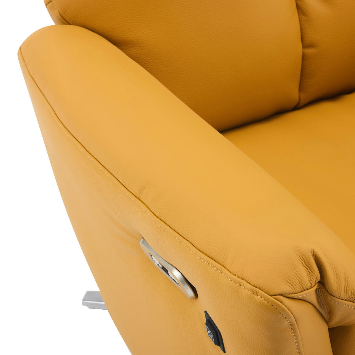 MASSAGESESSEL Echtleder Lederlook Gelb    - Chromfarben/Gelb, Design, Leder/Textil (79/110/85cm) - Livetastic