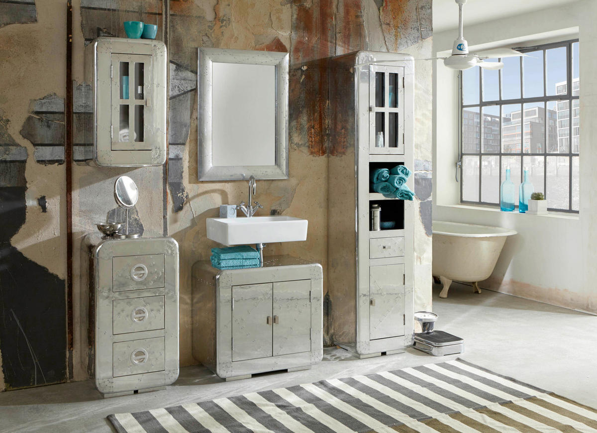 KOMMODE , 45/80/40 cm, 3 Schublade(n)  - Silberfarben, Design, Holz/Holzwerkstoff (45/80/40cm) - MID.YOU