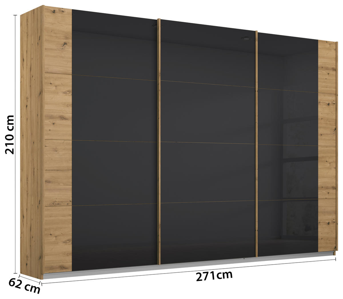 FÜGGESZTETT TOLÓAJTÓS SZEKRÉN antracit, Artisan tölgy  - Artisan tölgy/antracit, Modern, faalapú anyag/Üveg (271/210/62cm) - Xora