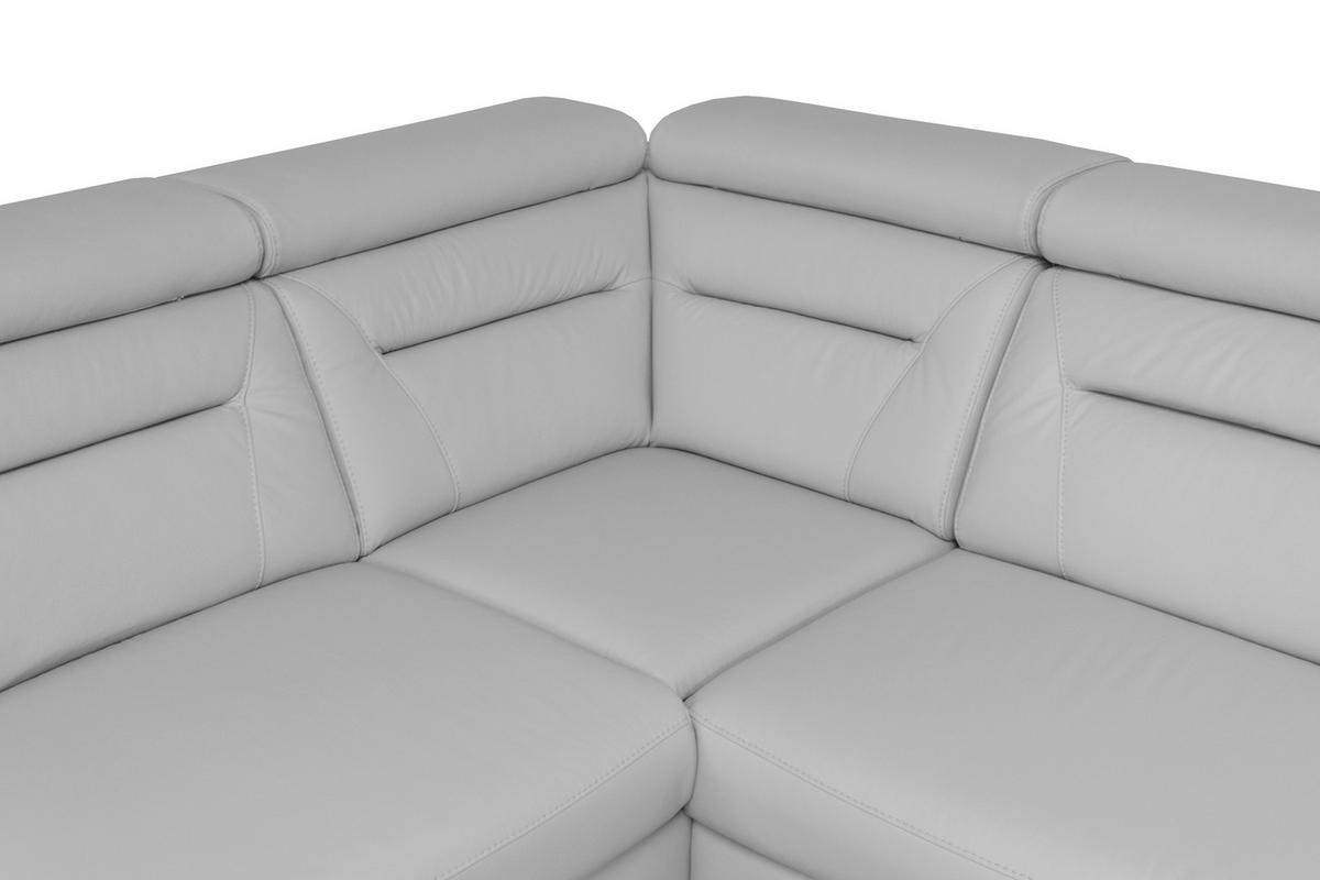 ECKSOFA  in Lederlook Echtleder Platinfarben  - Platinfarben/Wengefarben, Design, Leder/Holz (212/260cm) - Celina Home