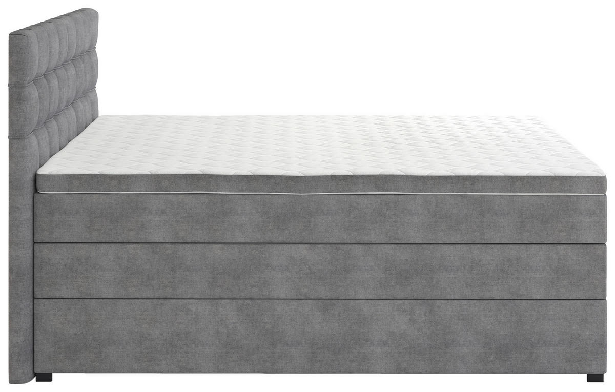 BOXSPRINGBETT 120/200 cm,  in Grau, Matratze, Bettkasten, Topper, H3 = fest  - Schwarz/Grau, KONVENTIONELL, Kunststoff/Textil (120/200cm) - Boxxx