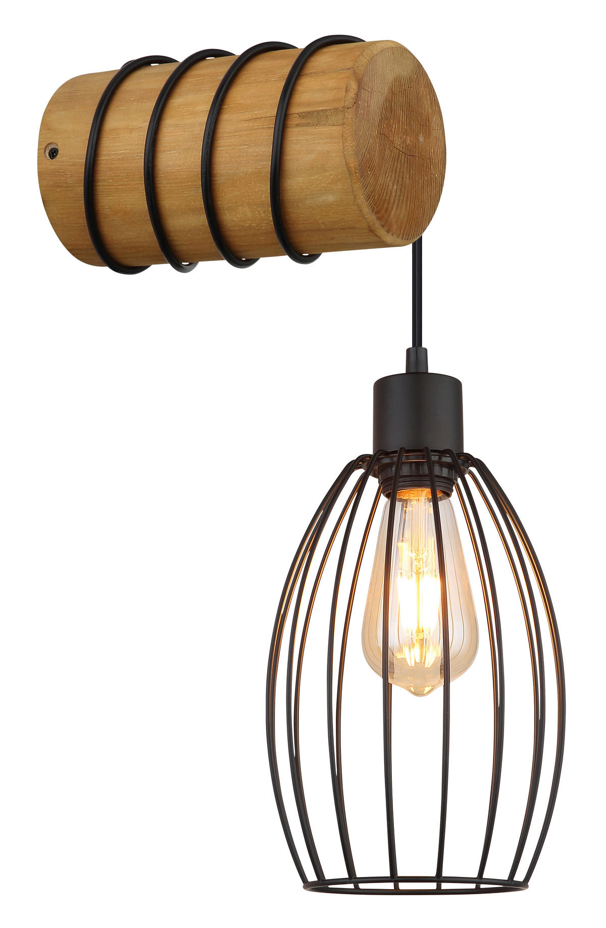 WANDLEUCHTE Queena 16/27/59 cm  - Schwarz/Braun, Design, Holz/Kunststoff (16/27/59cm) - Globo