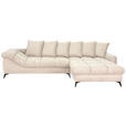ECKSOFA Naturfarben Cord Rückenkissen, Armlehnenkissen, Rücken echt  - Schwarz/Naturfarben, KONVENTIONELL, Textil/Metall (332/231cm) - Carryhome