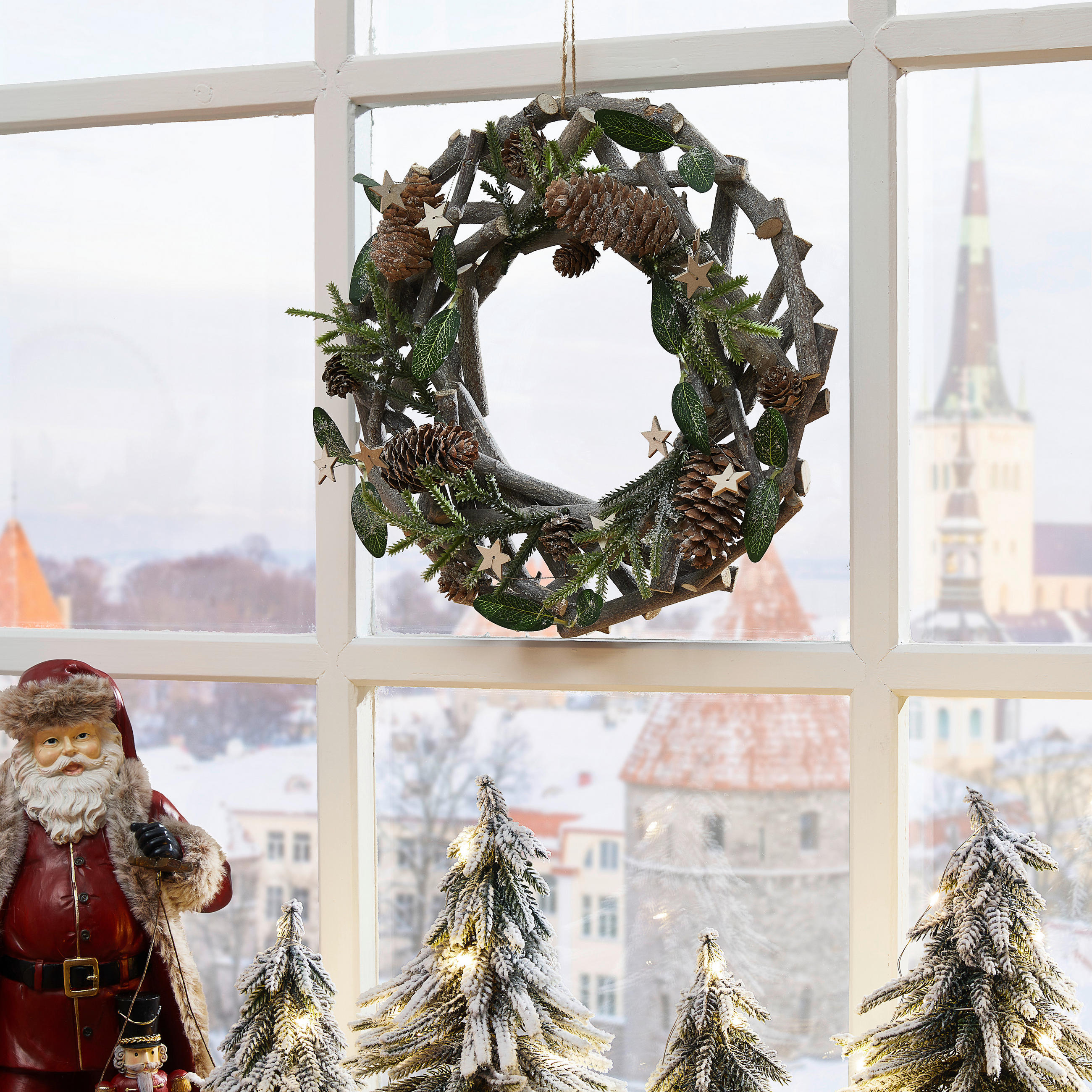 KRANZ - Naturfarben/Grün, LIFESTYLE, Naturmaterialien/Holz (30cm) - X-Mas