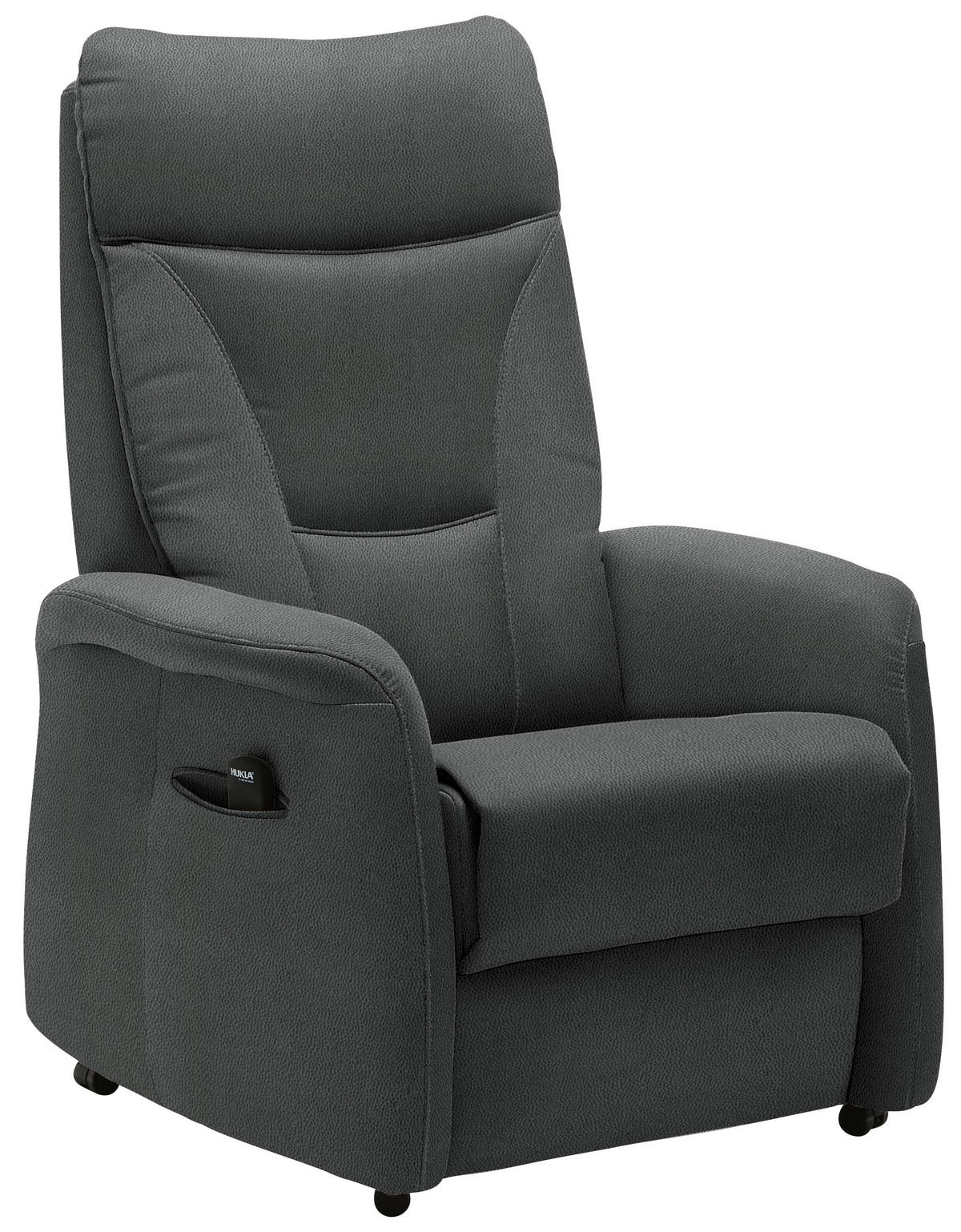 FERNSEHSESSEL  mit Relaxfunktion, Aufstehhilfe Mikrofaser Grau  - Schwarz/Grau, KONVENTIONELL, Textil (78/108/90cm) - Hukla