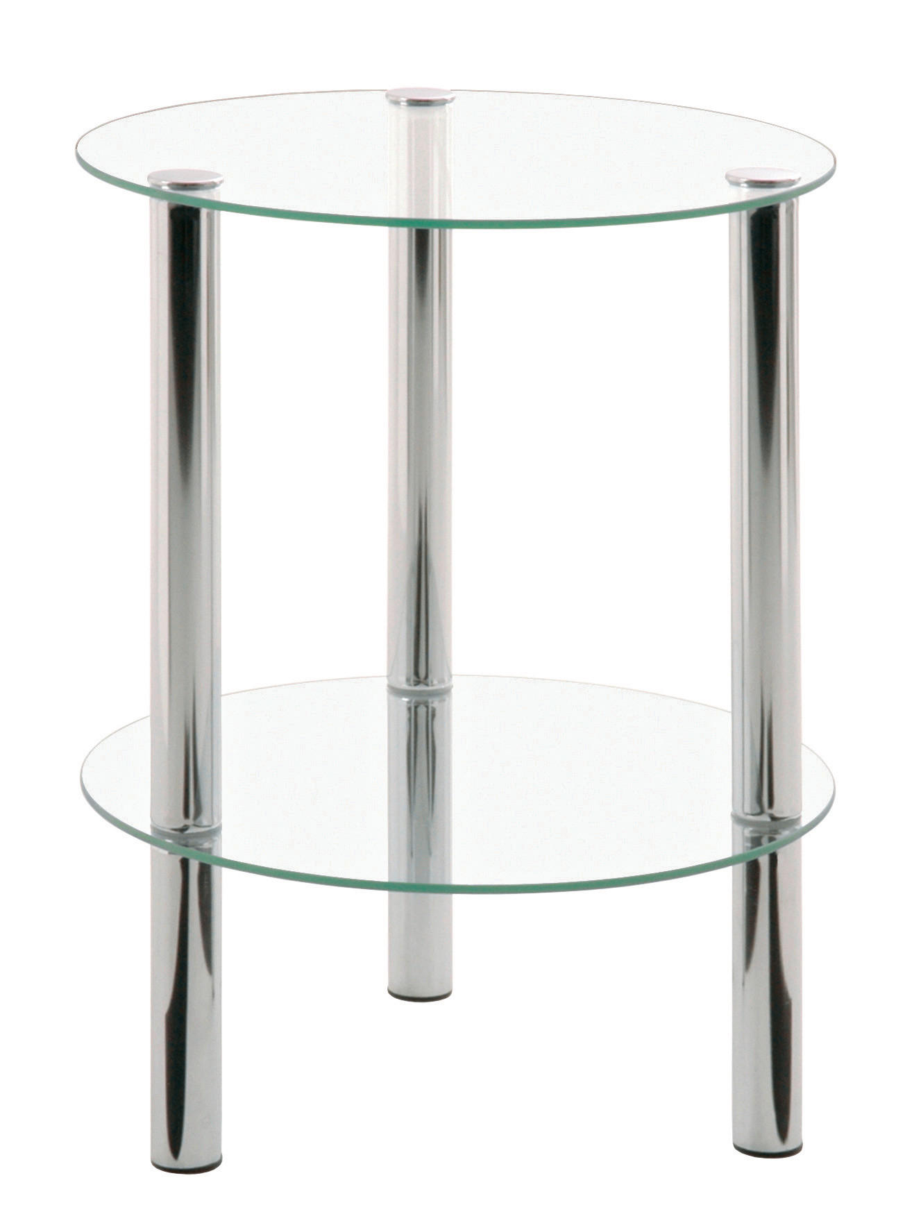 BEISTELLTISCH 35/35/47 cm Chromfarben rund  - Chromfarben, Design, Glas/Metall (35/35/47cm) - Carryhome