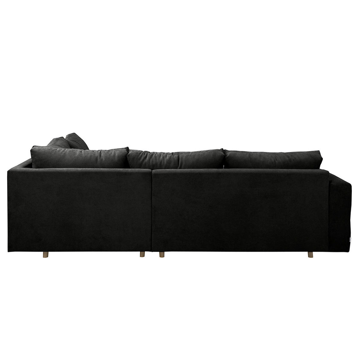 ECKSOFA Mikrofaser Schwarz  - Schwarz/Naturfarben, Design, Holz/Textil (231/161cm) - Livetastic