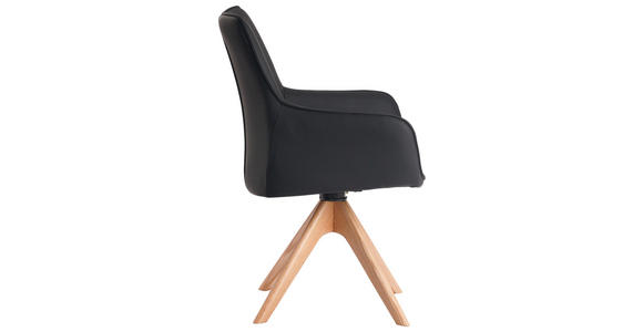 ARMLEHNSTUHL in Eisen Echtleder pigmentiert - Eichefarben/Schwarz, MODERN, Leder/Holz (64/87/60cm) - Novel