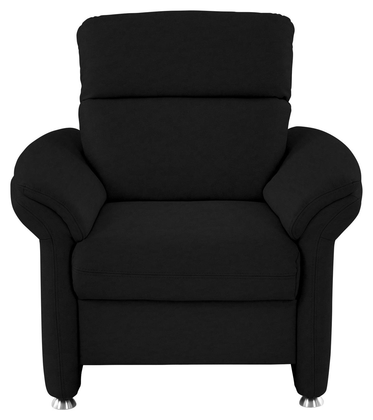 SESSEL in Echtleder Schwarz  - Alufarben/Schwarz, Konventionell, Leder/Metall (98/96/92cm) - Beldomo Premium