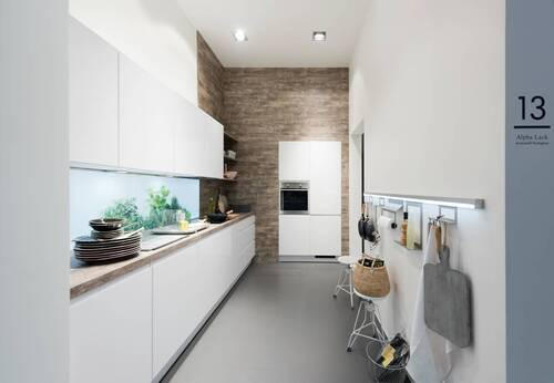 Bucătărie La Comandă   - alb/gri, Design, material pe bază de lemn - Dieter Knoll