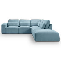 ECKSOFA LUX in Webstoff Hellblau  305/281 cm  - Beige/Schwarz, Basics, Holz/Kunststoff (305/281cm) - MID.YOU