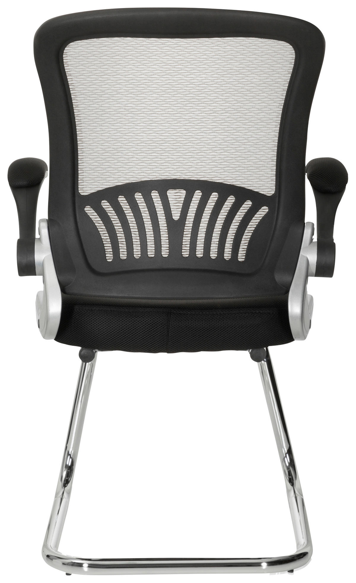BESUCHERSTUHL  in Netzbespannung, Flachgewebe Grau, Schwarz  - Chromfarben/Schwarz, MODERN, Textil/Metall (64/103/64cm) - MID.YOU