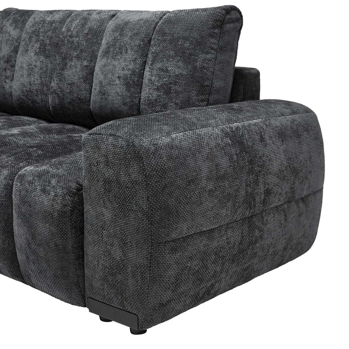 ECKSOFA Flachgewebe Graphitfarben  - Schwarz Hochglanz/Graphitfarben, Modern, Textil/Metall (166/93/273cm) - MID.YOU