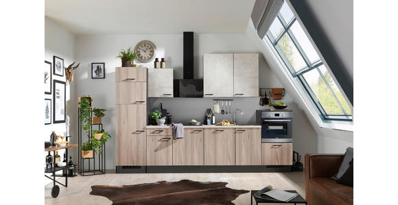 KÜCHENLEERBLOCK 340 cm   in Graphitfarben, Hellgrau, Tannenholzfarben  - Tannenholzfarben/Hellgrau, Design, Holzwerkstoff/Metall (340cm) - Xora