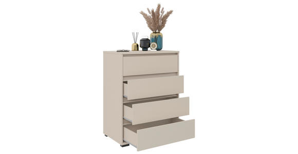 KOMMODE Line in 80/103/48 cm - Kaschmir/Schwarz, Design, Holzwerkstoff/Kunststoff (80/103/48cm) - Carryhome