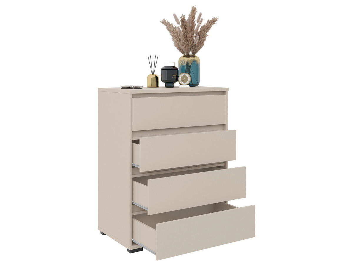 KOMMODE Line  in 80/103/48 cm  - Kaschmir/Schwarz, Design, Holzwerkstoff/Kunststoff (80/103/48cm) - Carryhome