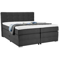 BOXSPRINGBETT 160/200 cm,  in Dunkelgrau, Matratze, Bettkasten, Topper, H3 = fest  - Dunkelgrau/Silberfarben, KONVENTIONELL, Holz/Holzwerkstoff (160/200cm) - Moderano