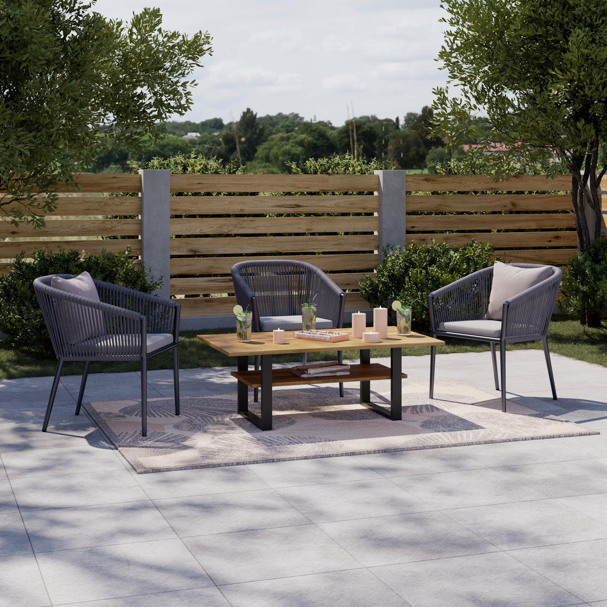 LOUNGETISCH  - Akaziefarben, MODERN, Holz/Metall (115/46/65cm) - Ambia Garden