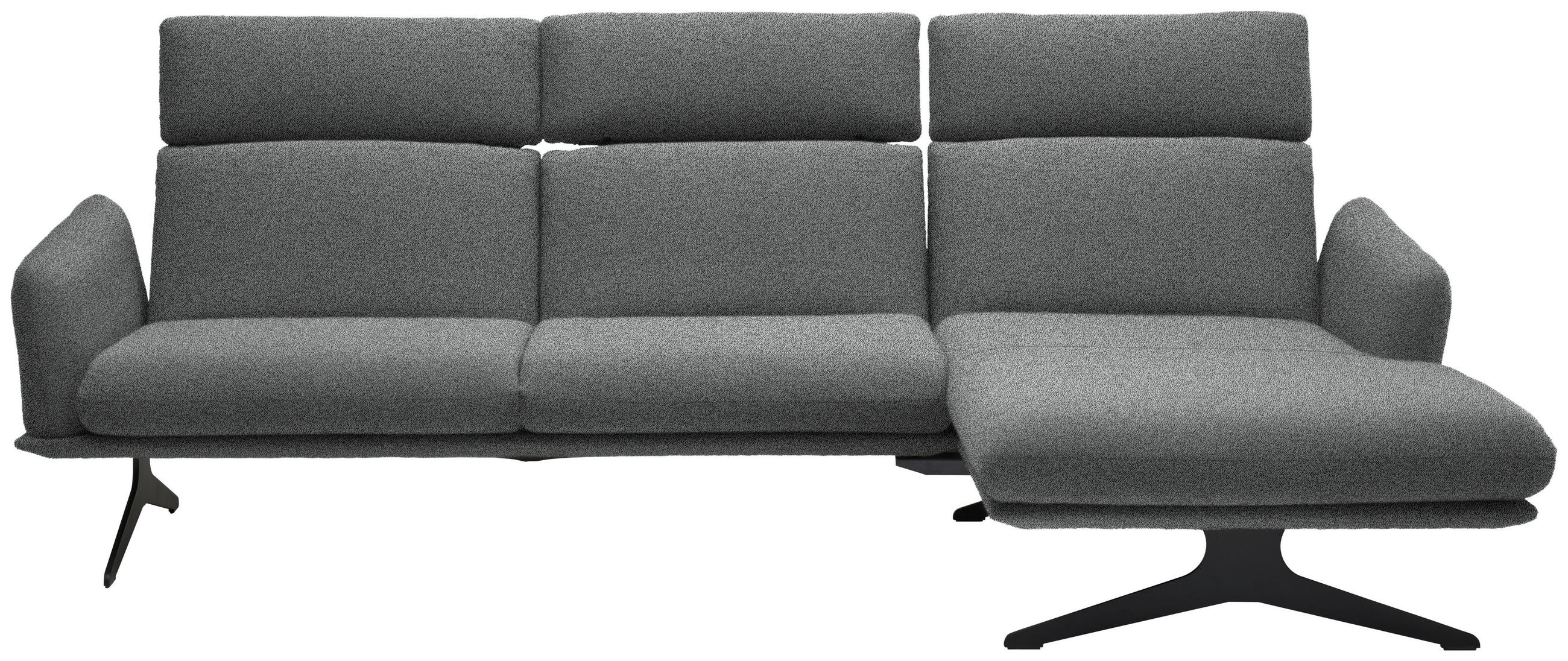 ECKSOFA in Flachgewebe Grau  - Schwarz/Grau, Design, Textil/Metall (259/152cm) - Dieter Knoll