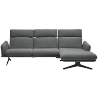 ECKSOFA in Flachgewebe Grau  - Schwarz/Grau, Design, Textil/Metall (259/152cm) - Dieter Knoll