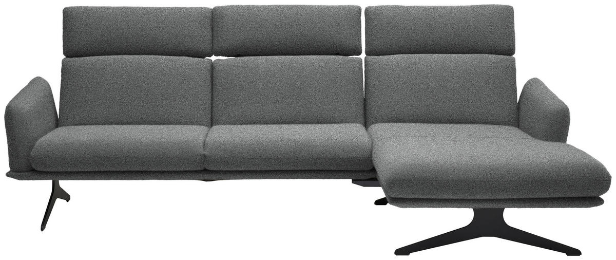 ECKSOFA in Flachgewebe Grau  - Schwarz/Grau, Design, Textil/Metall (259/152cm) - Dieter Knoll