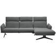 ECKSOFA in Flachgewebe Grau  259/152 cm  - Schwarz/Grau, Design, Textil/Metall (259/152cm) - Dieter Knoll