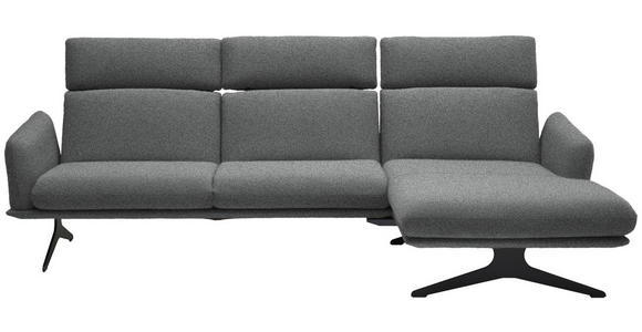 ECKSOFA in Flachgewebe Grau 259/152 cm - Schwarz/Grau, Design, Textil/Metall (259/152cm) - Dieter Knoll